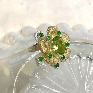 Sterling & 18k GP Art Peridot Ring